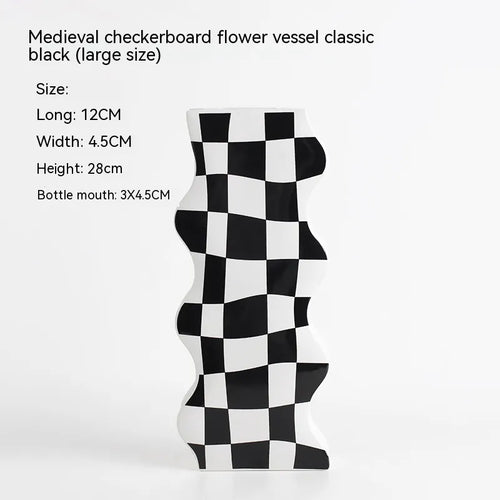 Chess Grid Ceramic Vase