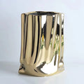 Luxury Ruffled Electroplated Ceramic Vase